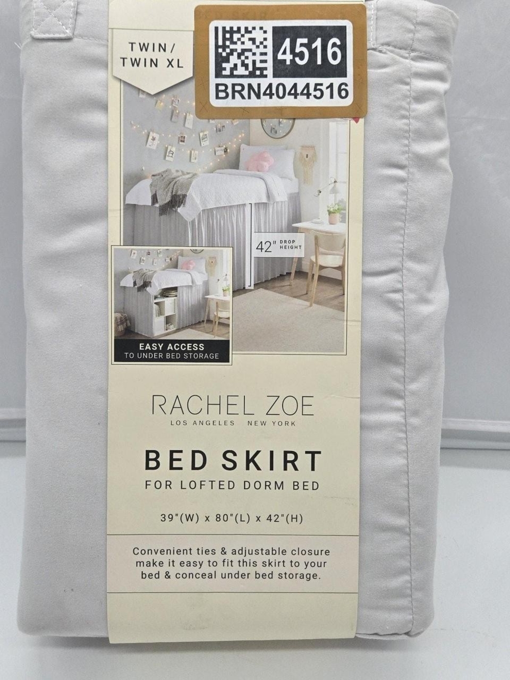 LOFTED BED SKIRT Rachel Zoe White 42" Drop TWIN XL. DORM LIFE. COLLEGE - Picture 3 of 4